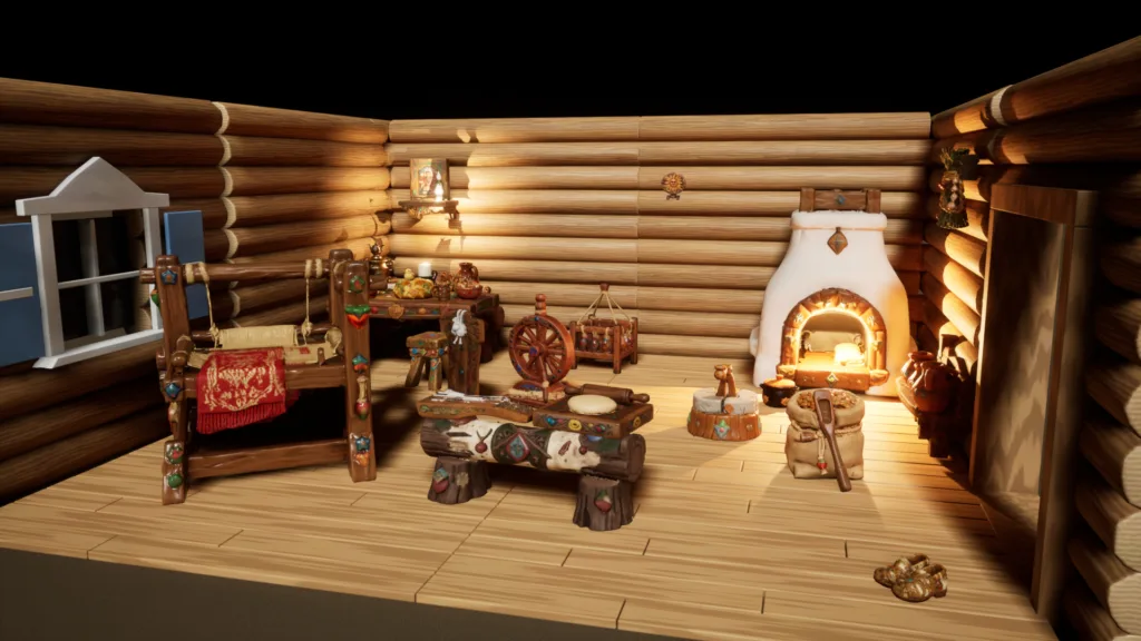 Stylized Slavic Village Props — Demo Isba