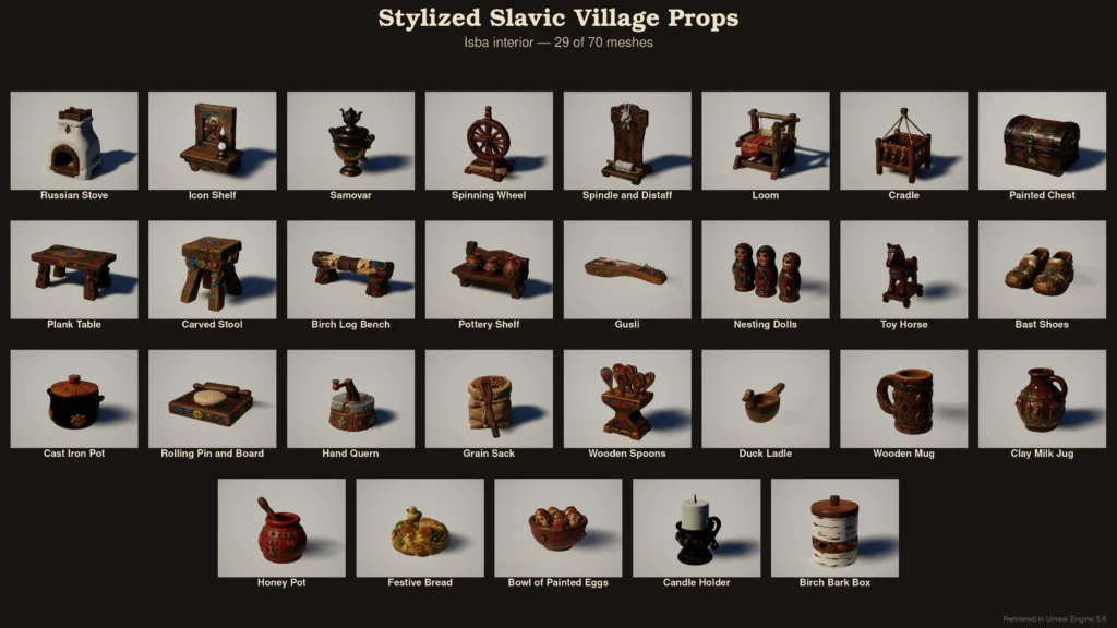 Stylized Slavic Village Props — All Assets 2