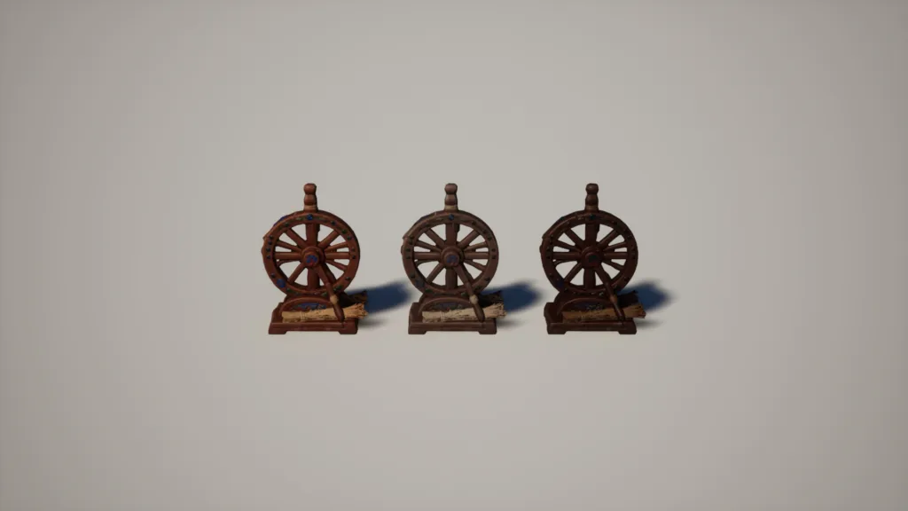 Stylized Slavic Village Props — Variants SpinningWheel